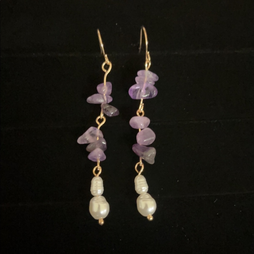 ❤️‍🔥BOGO FREE handmade dainty purple quartz dangle earrings boutique jewelry